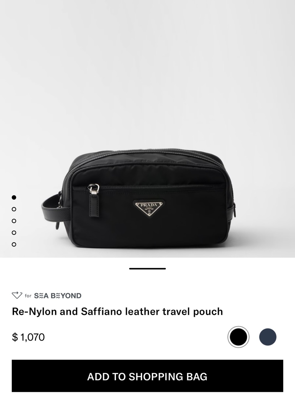 Prada Black Re-Nylon & Saffiano Leather Toiletry Bag